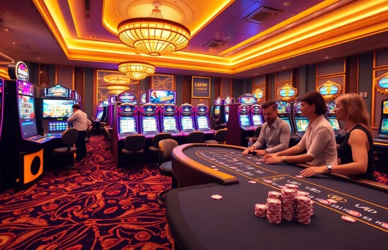Experience thrilling gameplay at https://go88.finance/ with vibrant casino tables and slot machines.