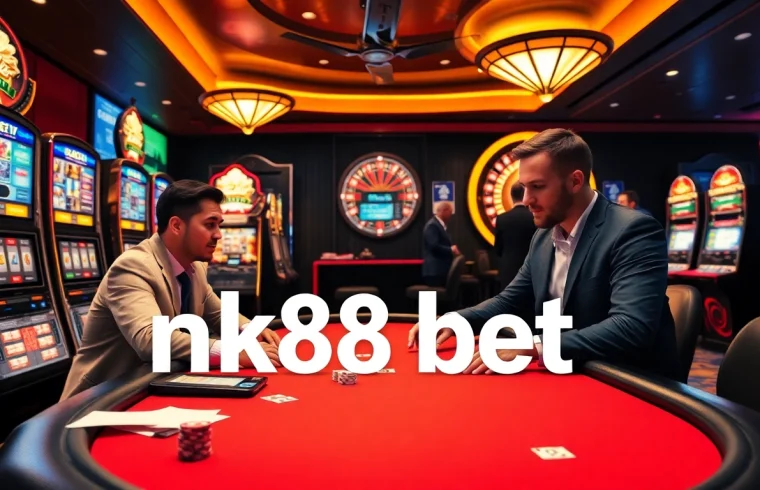 Engage with vibrant nk88 bet online gambling scene featuring lively poker and slot games.