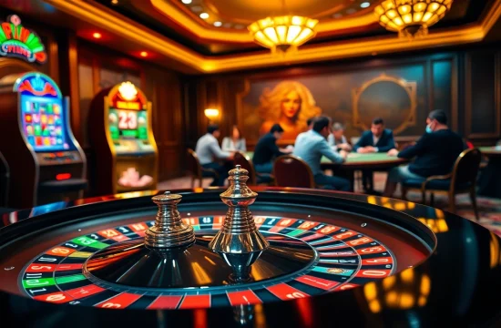 Experience the thrill at Nhà cái 88vv with poker chips and roulette in a luxurious casino setting.