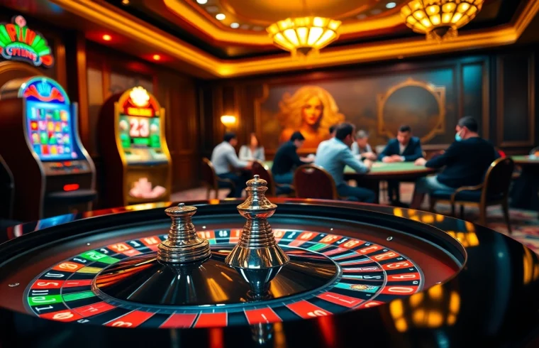 Experience the thrill at Nhà cái 88vv with poker chips and roulette in a luxurious casino setting.