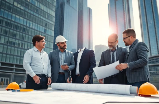 Demonstrating teamwork within a construction member organization at an urban site.